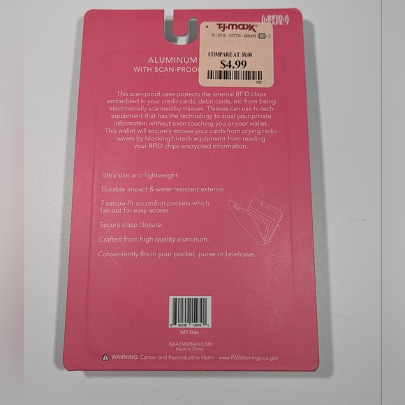 NWT Aluminum Wallet With Scan Proof Protection Isaac Mizrahi New York - Picture 2 of 2